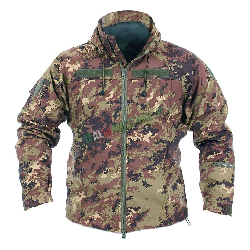 Giacca Termica Softshell Vegetata OMD con Cappuccio a Scomparsa