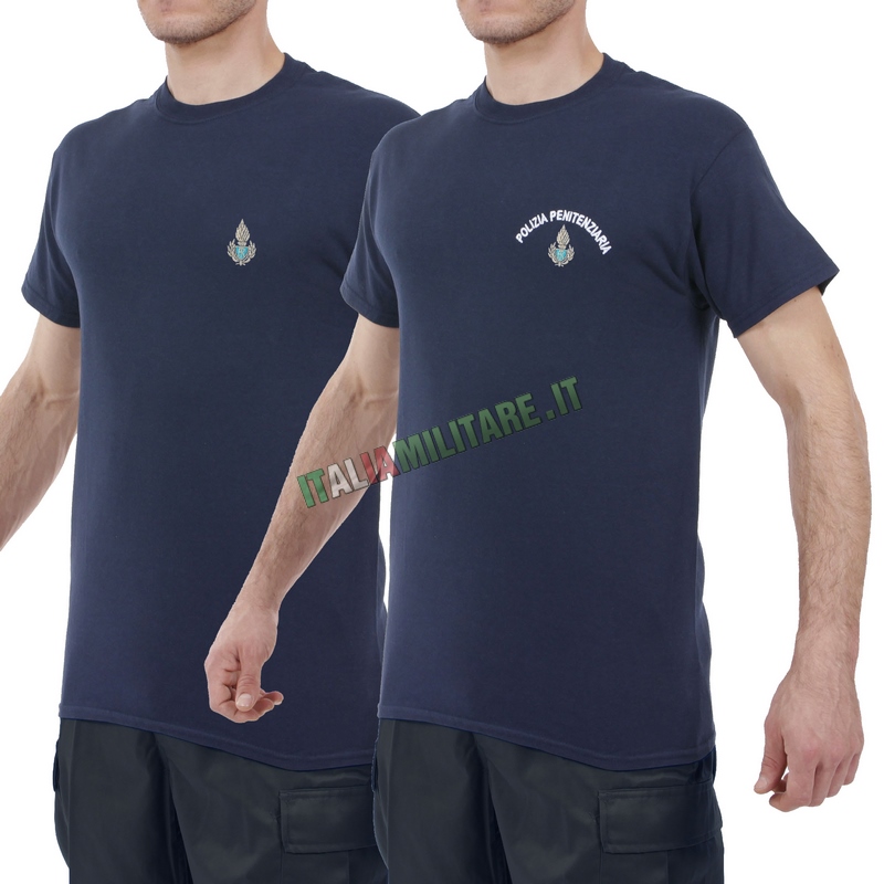 TShirt Polizia Penitenziaria Blu Ricamata