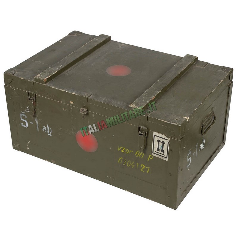 Baule Militare Medico in Legno Originale Cecoslovacco