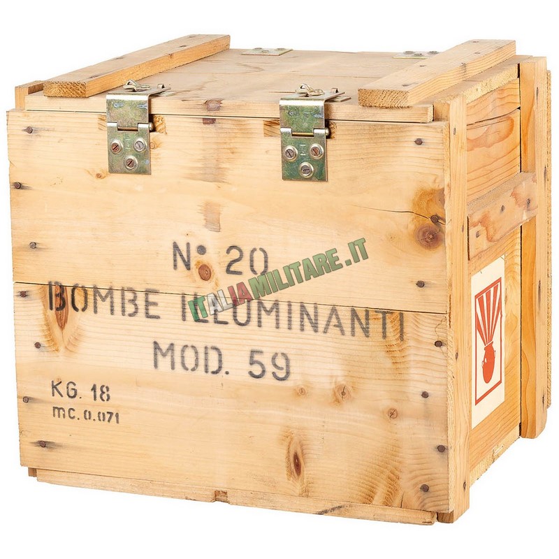 Box in Legno Militare Originale Italiano per Bombe Illuminanti