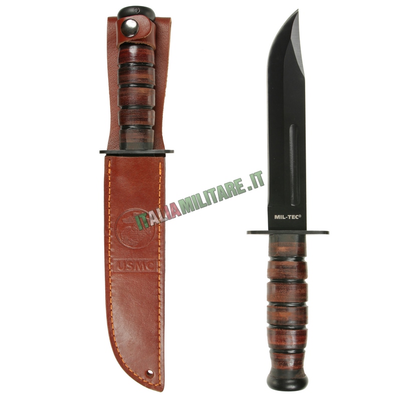 Coltello Militare Americano USMC KA-BAR con Loghi e Fodero Pelle