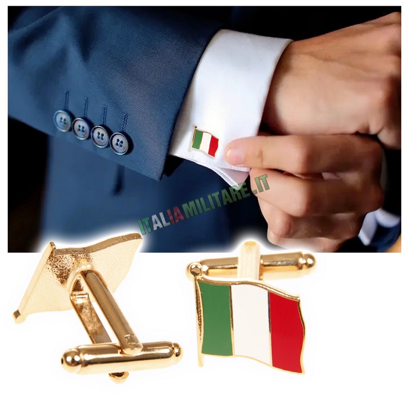 Gemelli da Camicia con Bandiera Italiana