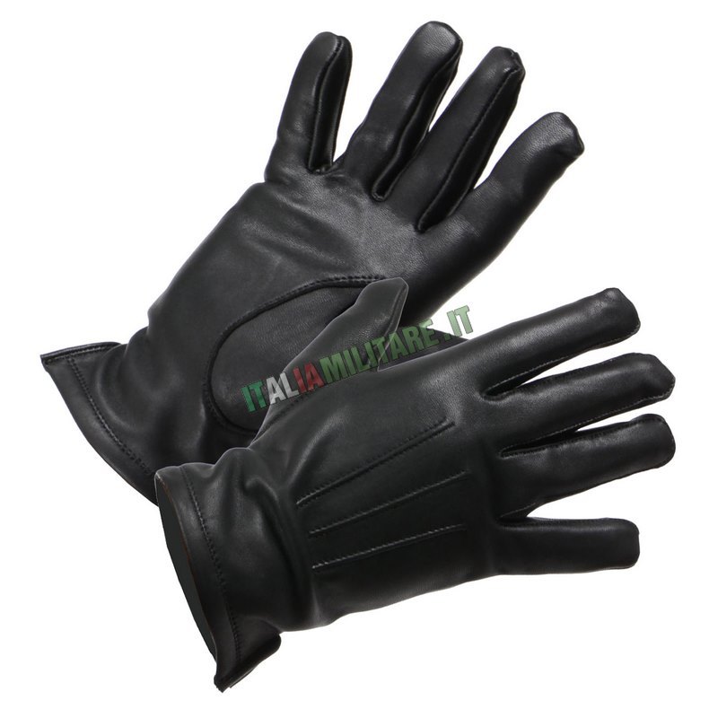 Guanti in Pelle da Uniforme Foderati OMD Neri