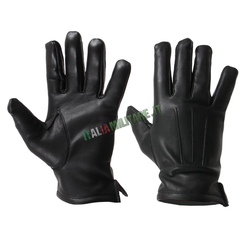 Guanti in Pelle da Uniforme Sfoderati OMD Neri