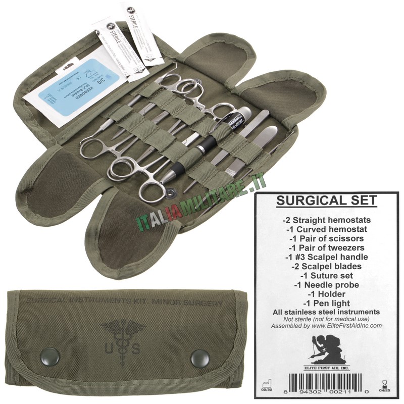 Kit Medico Chirurgico Militare Americano da 12 Pezzi