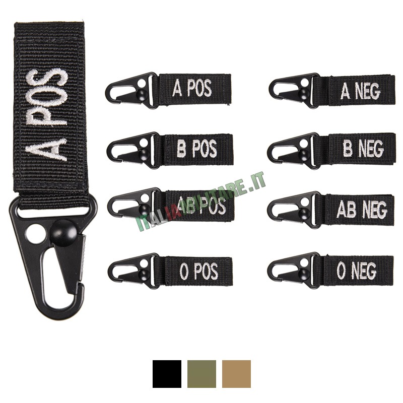 Moschettone con Gruppo Sanguigno