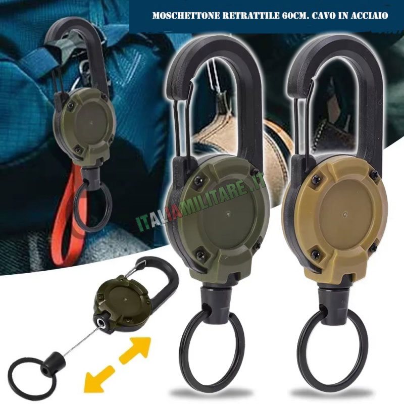 Moschettone Retrattile con Cavo in Acciaio