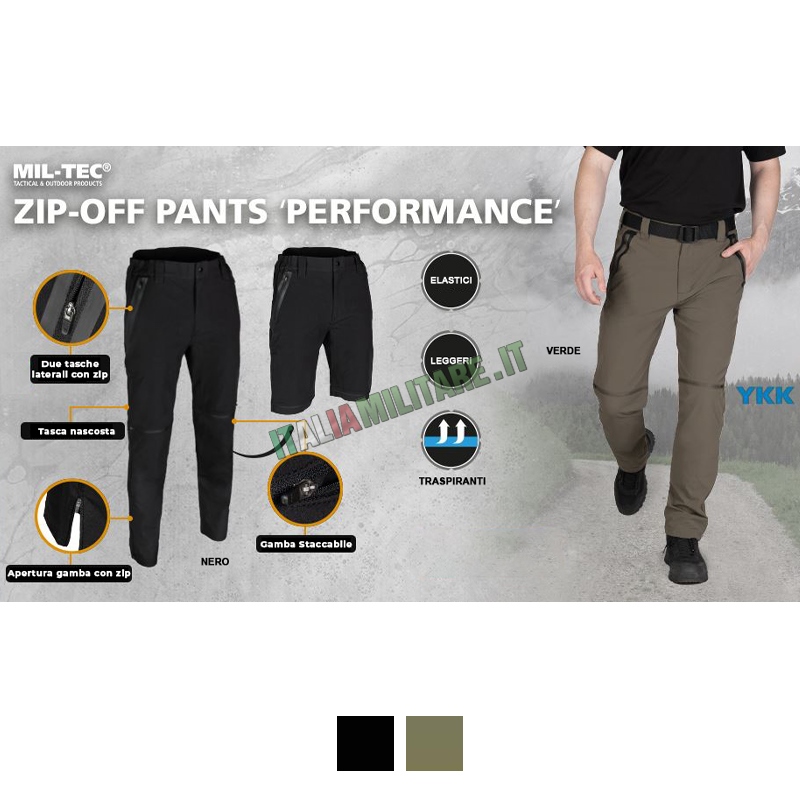 Pantaloni Tattici Performance MilTec - Lunghi e Corti 2 in 1