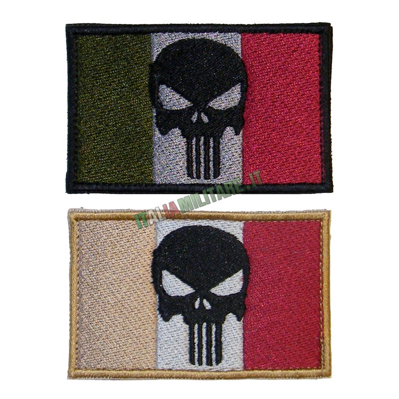 Patch Punisher su Bandiera Italiana Rettangolare