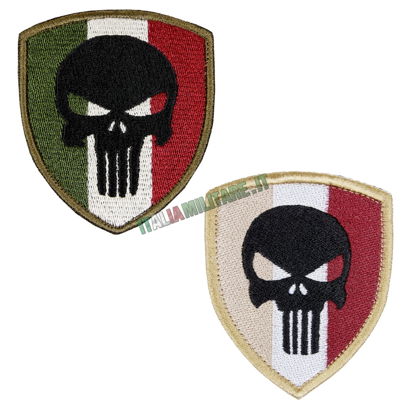 Patch Punisher su Bandiera Italiana Scudetto - Bassa Visibilità
