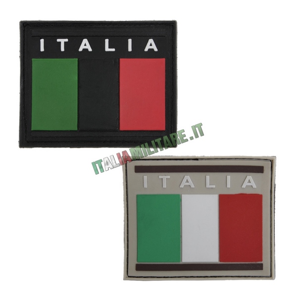 Toppa 3D Patch Scretch ITALIA Bandiera ITALIANA in PVC su bianco con velcro 