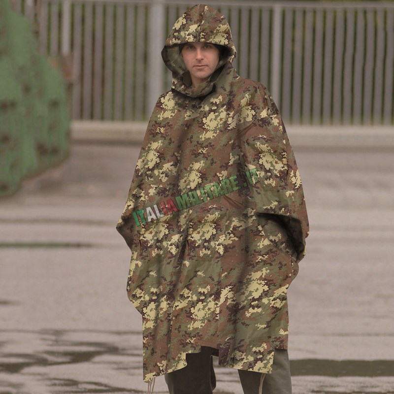 Poncho 3 in 1 Militare Antipioggia Antistrappo Vegetato