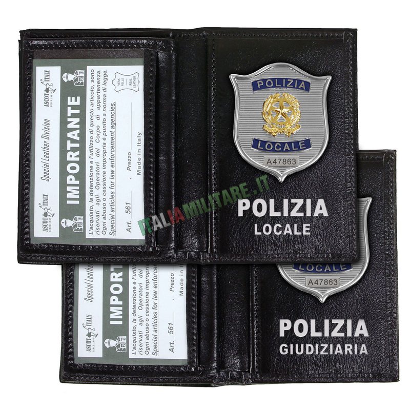 Portafoglio Porta Distintivo Occultabile Polizia Locale/Giudiziaria Ascot 561