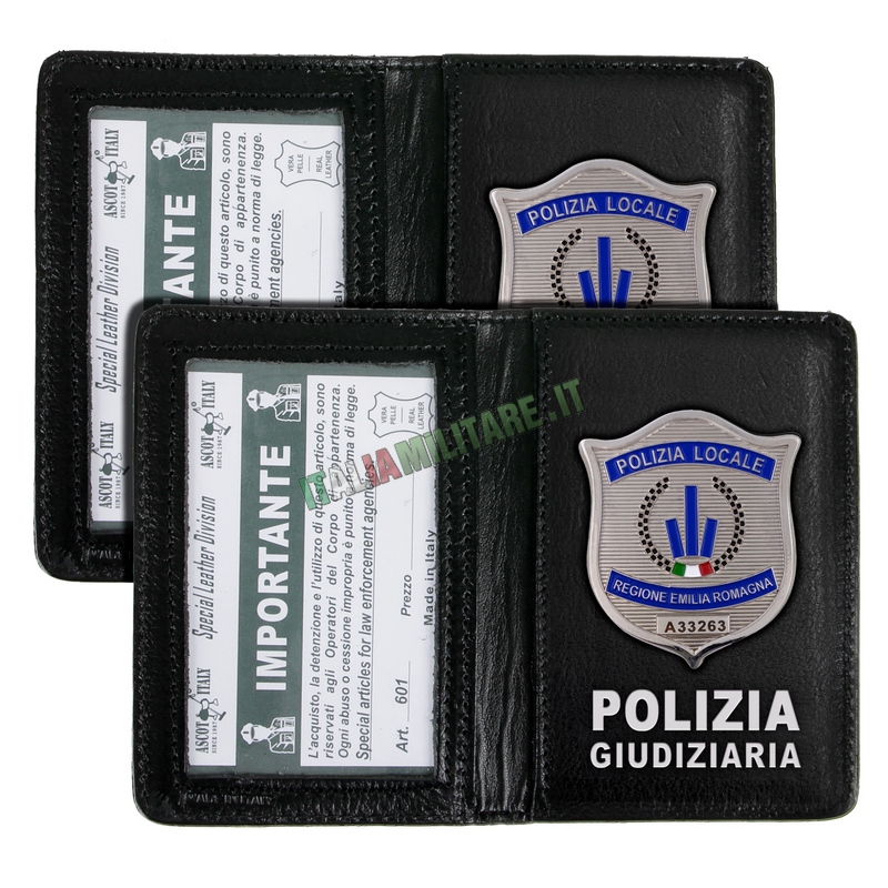 Porta Distintivo e Tessera Polizia Locale/Giudiziaria Emilia Romagna Ascot 601