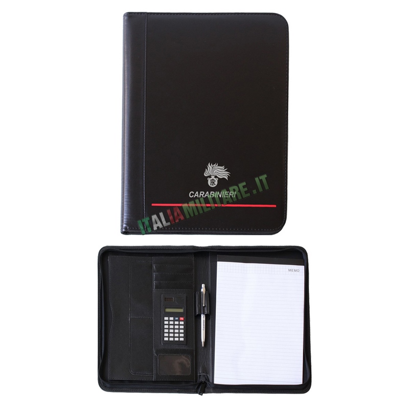 Cartellina Porta Documenti in Pelle Carabinieri con Calcolatrice e Logo