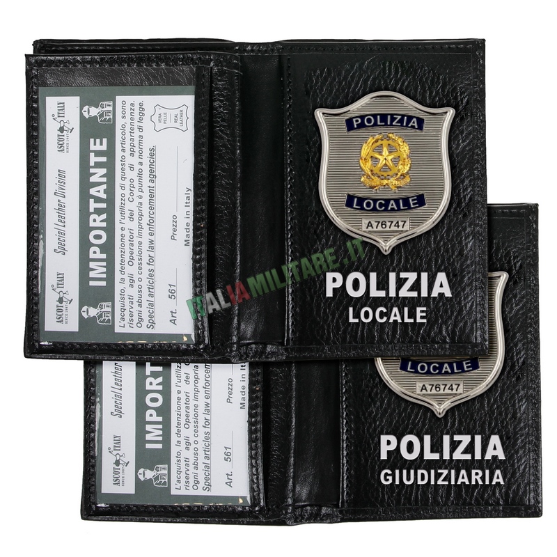 Portafoglio Porta Distintivo Occultabile Polizia Locale/Giudiziaria Ascot 561