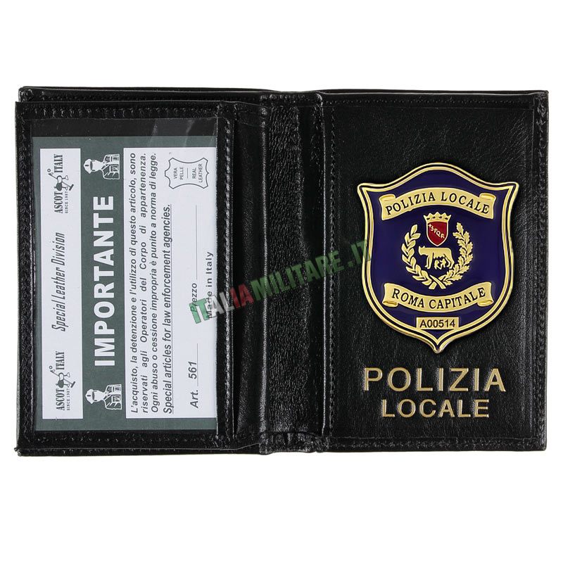 Portafoglio Porta Distintivo Occultabile Polizia Locale Roma Capitale Ascot 561
