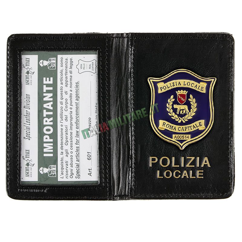Porta Distintivo e Tessera Polizia Locale Roma Capitale Ascot 601