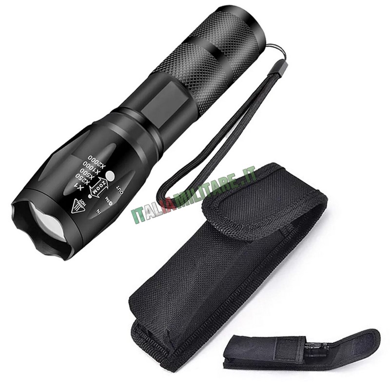 Torcia a Led Impermeabile con Zoom e Tasca