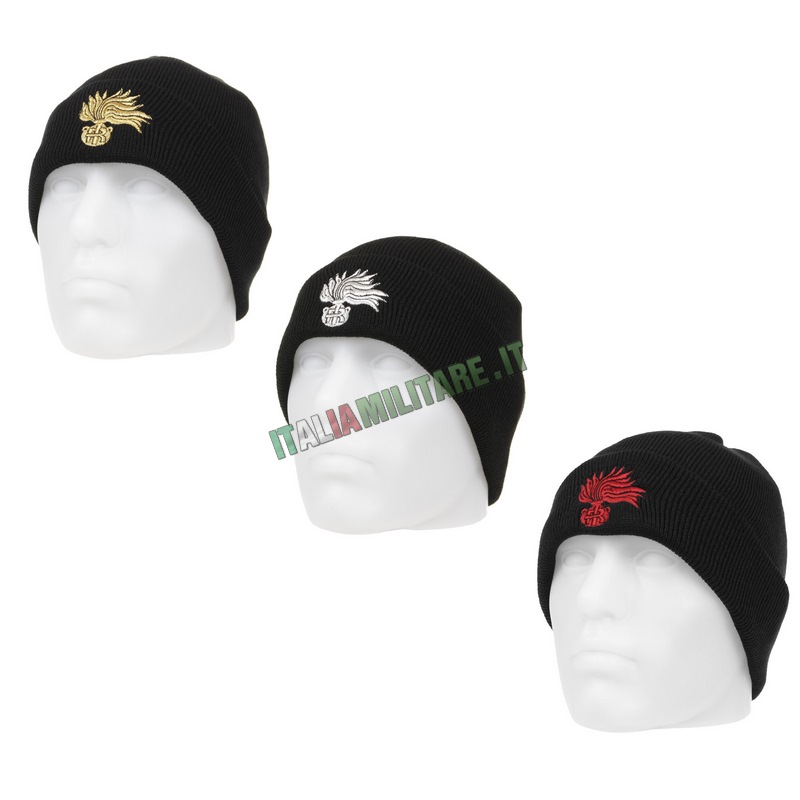 Berretto Lana con Ricamo Carabinieri Nero